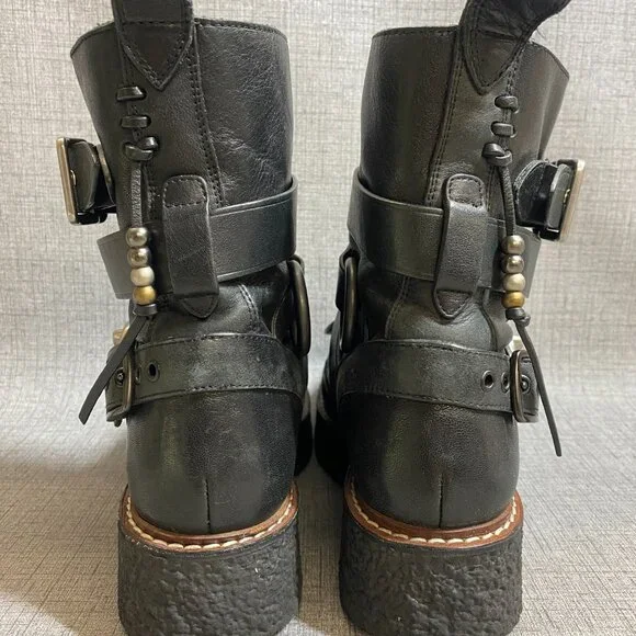 COACH Black Whipstitch High Top Creeper Women's - Picture 9 of 13